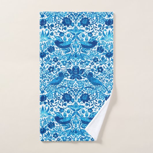 Art Nouveau Bird and Flower Tapestry, Blue & White Bad Handdoek (Handdoek)