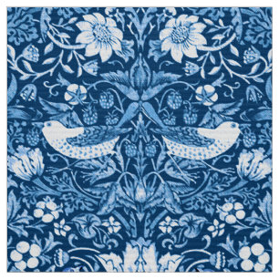 Art Nouveau Bird and Flower Tapestry, Dark Blue Stof