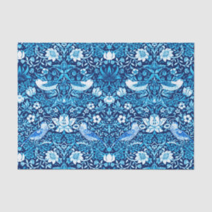 Art Nouveau Bird and Flower Tapestry, Dark Blue Tissuepapier
