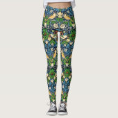 Art Nouveau Bird and Flower Tapestry Pattern Leggings (Voorkant)