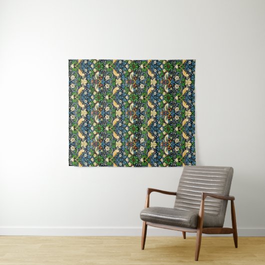 Art Nouveau Bird and Flower Tapestry Pattern Wandkleed (In Situ (horizontaal))