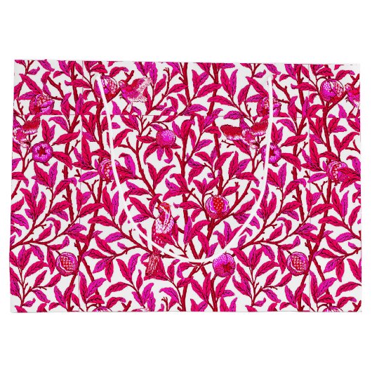 Art Nouveau Bird and Pomegranate, Fuchsia Pink Groot Cadeauzakje (Achterkant)