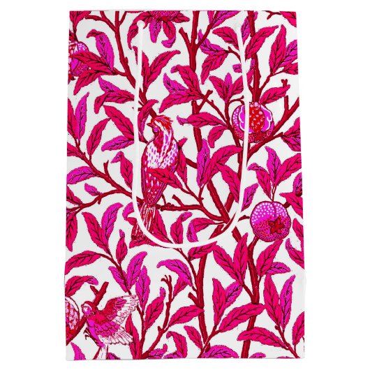 Art Nouveau Bird and Pomegranate, Fuchsia Pink Medium Cadeauzakje (Achterkant)