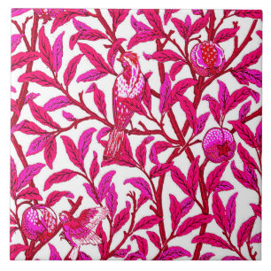 Art Nouveau Bird and Pomegranate, Fuchsia Pink Tegeltje