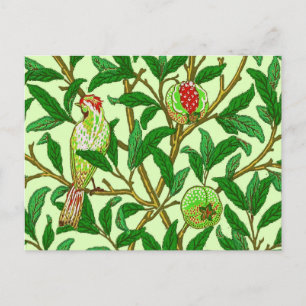 Art Nouveau Bird and Pomegranate, Lime Green Briefkaart
