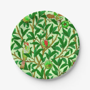 Art Nouveau Bird and Pomegranate, Lime Green Papieren Bordje