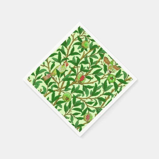 Art Nouveau Bird and Pomegranate, Lime Green Servetten (Hoek)
