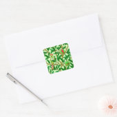Art Nouveau Bird and Pomegranate, Lime Green Vierkante Sticker (Envelop)