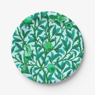 Art Nouveau Bird and Pomegranate, Turquoise Papieren Bordje