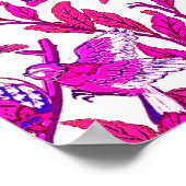 Art Nouveau Bird en Pomegranate, Fuchsia & Violet Poster (Hoek)