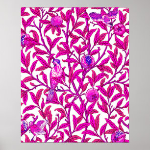 Art Nouveau Bird en Pomegranate, Fuchsia & Violet Poster