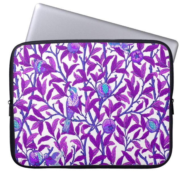 Art Nouveau Bird & Pomegranate, Amethyst Paars Laptop Sleeve (Voorkant)