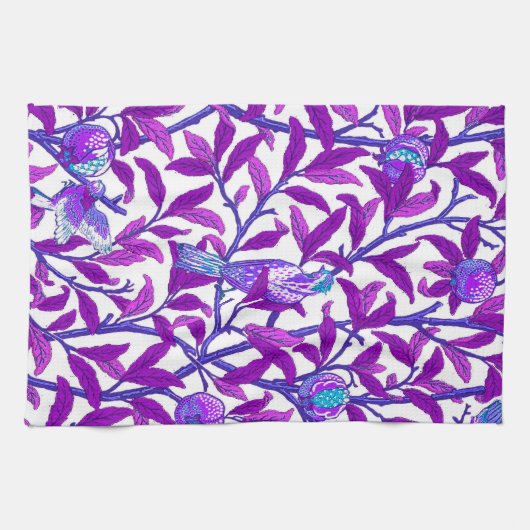 Art Nouveau Bird & Pomegranate, Amethyst Paars Theedoek (Horizontaal)