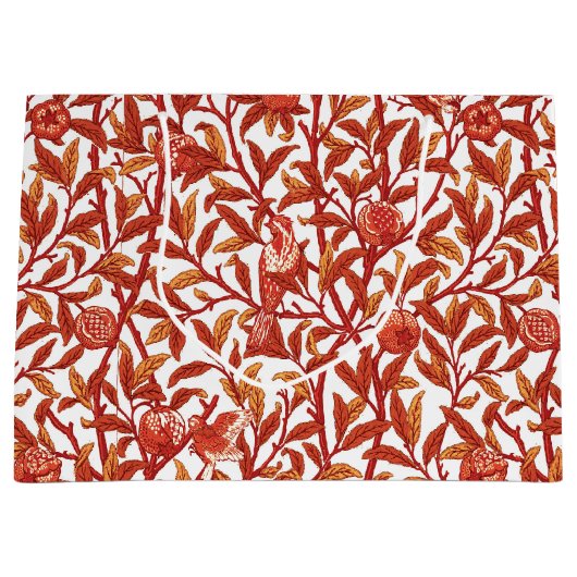 Art Nouveau Bird & Pomegranate, Mandarijns Oranje Groot Cadeauzakje (Voorkant)