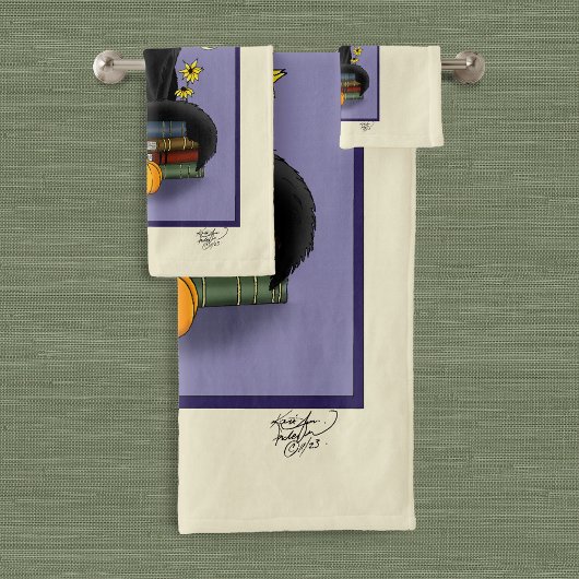 Art Nouveau Black Cat Bad Handdoek