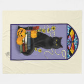 Art Nouveau Black Cat Fleece Deken (Voorkant (Horizontaal))