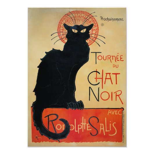 Art Nouveau Black Cat Foto Afdruk (Voorkant)