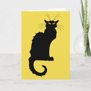 Art Nouveau Black Cat Wenskaart Kaart