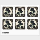 Art Nouveau Black Rozen Roos #1 Vierkante Sticker (Vel)