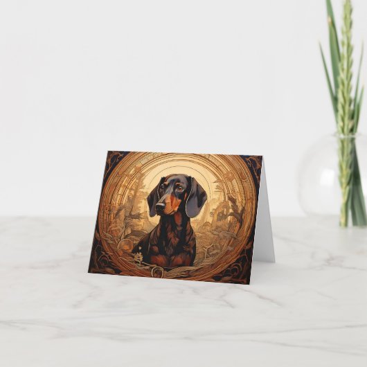 Art Nouveau Blank Dachshund Merci Cartes (Devant)