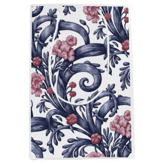 Art Nouveau Blau Roze Midden Geschenktas Medium Cadeauzakje