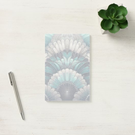 Art Nouveau Blauw en Zilver Fans Post-it® Notes (Kantoor)