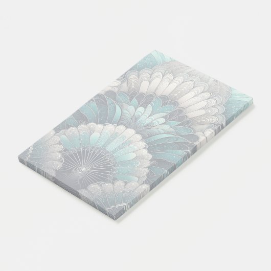 Art Nouveau Blauw en Zilver Fans Post-it® Notes (Schuin)