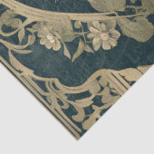 Art Nouveau Blauw Hydrangea Tortelduifjes Ephemera Tissuepapier (Detail)