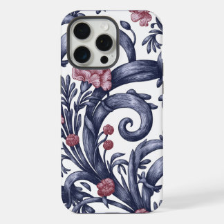 Art Nouveau Blauw Roze iPhone 15 Pro Max Hoesje