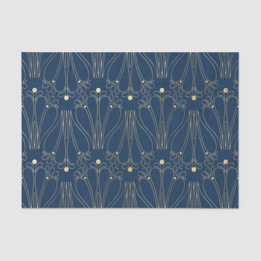 Art Nouveau. Blauw. Tissuepapier (Voorkant)