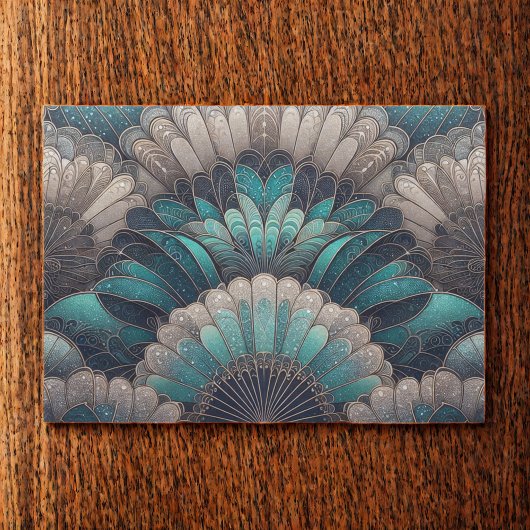  Art Nouveau Blauw Zilver Fans Tissuepapier