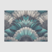  Art Nouveau Blauw Zilver Fans Tissuepapier (Voorkant)