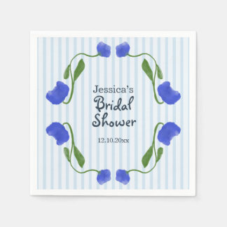 Art Nouveau blauwe bruiloftsdouche met bloemen Servet