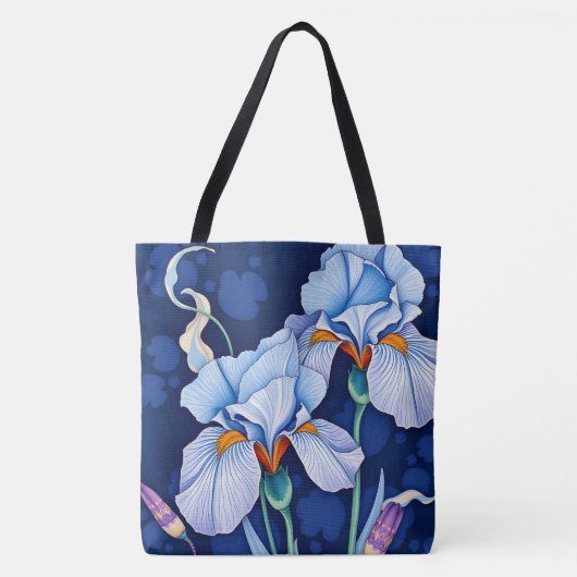 Art Nouveau Blauwe Iris Draagtas (Voorkant)