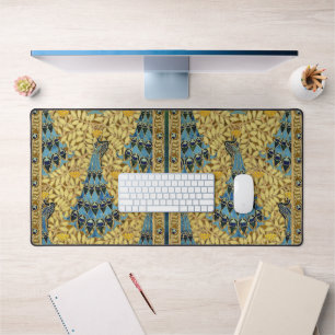 Art Nouveau Blauwe Pauw Bloemmotief Antiek Design Bureaumat