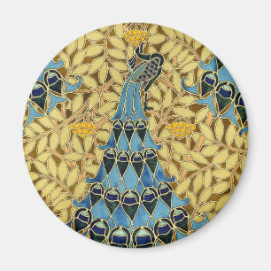 Art Nouveau Blauwe Pauw Bloempatroon Antiek Magneet