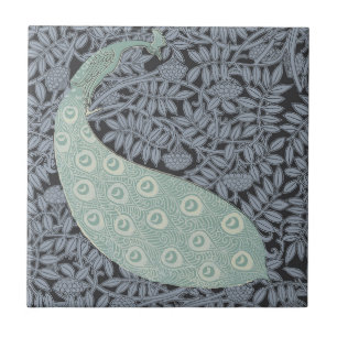Art Nouveau Blauwe Pauwprint Verneuil uit het verl Tegeltje