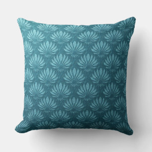 Art Nouveau, Blauwgroen, metallisch, art deco, ven Kussen