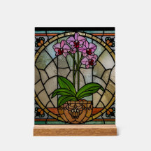 Art Nouveau bloem kunststof glas-in-lood wanddecor