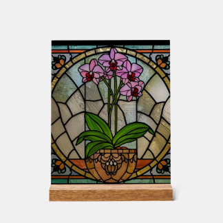 Art Nouveau bloem kunststof glas-in-lood wanddecor Acryl Bord