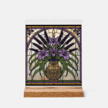 Art Nouveau bloem kunststof glas-in-lood wandkunst