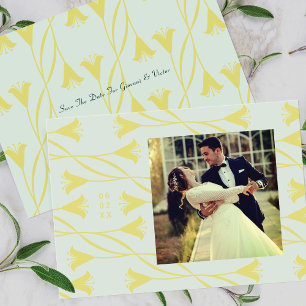 Art Nouveau bloem lelie save the date aankondiging