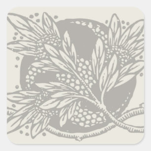 Art Nouveau Bloemen Minimalisme Vierkante Sticker