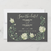  art nouveau bloemen redden de datum donker save the date (Voorkant)