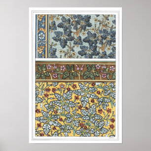 Art Nouveau bloemen van wilde ooievaarsbek in vint Poster