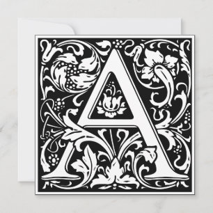 Art Nouveau Bloemenalfabet Monogram Letter A Kaart