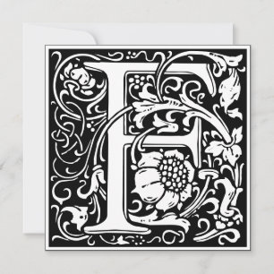 Art Nouveau Bloemenalfabet Monogram Letter F Kaart