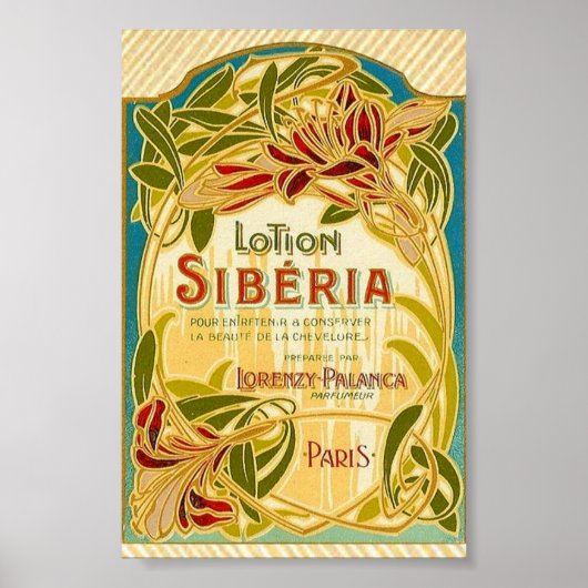 Art nouveau bloemenbeautylotion Siberië label Poster (Voorkant)