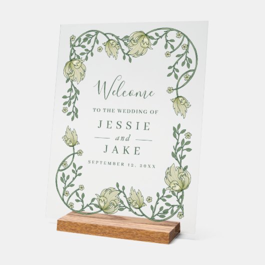 Art nouveau bloemenbruiloft acryl bord (Hoek)