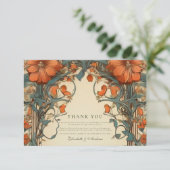 Art Nouveau Bloemenbruiloft Bedankkaart (Staand voorkant)